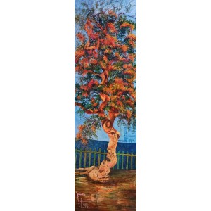 Fauzia Khan, 18 x 60 Inches, Oil on Canvas, Floral Paintings, AC-FK-043 Fauzia Khan, 18 x 60 Inches, Oil on Canvas, Floral Paintings, AC-FK-043